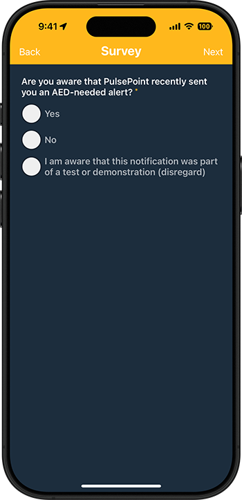 AED Needed Alert Survey (Aware of alert?)