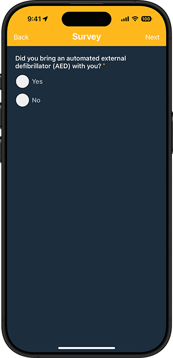 AED Needed Alert Survey (Brought AED?)