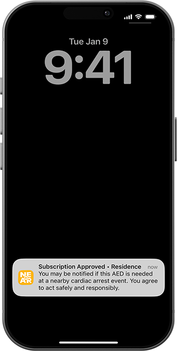 AED Needed Alert Lockscreen Subscription Approved Notification
