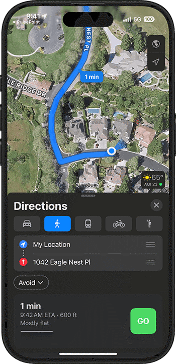 Apple Maps to 1042 Eagle Nest Pl