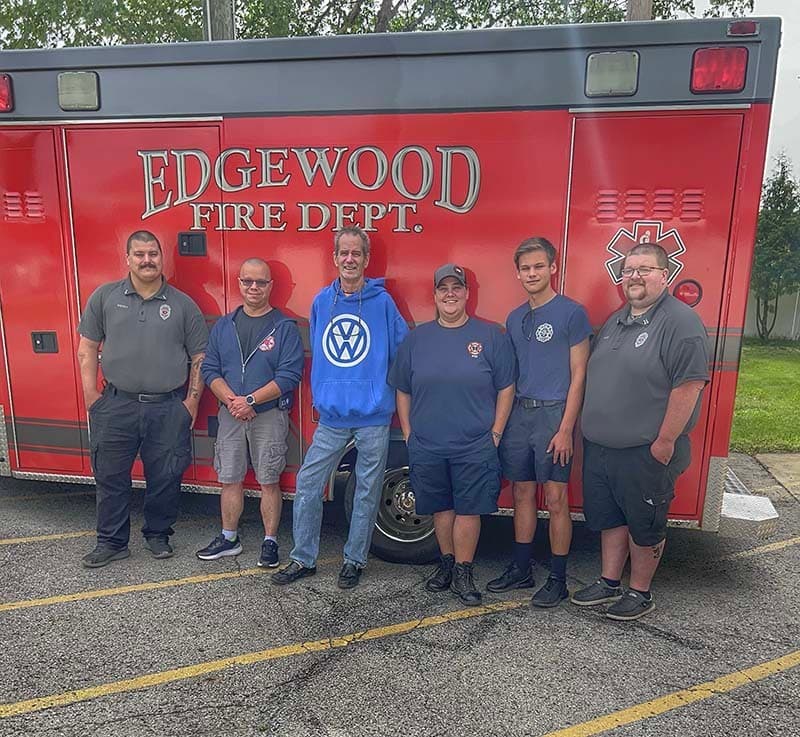 Edgewood FD with survivor Brett Gribble