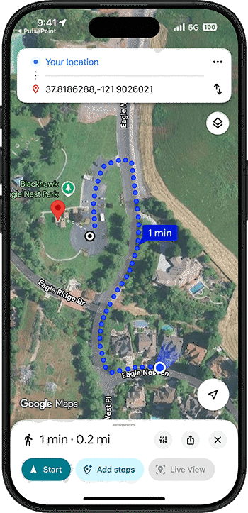 Google Maps to 1042 Eagle Nest Pl