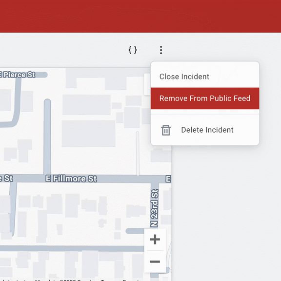 Incident Admin Incident Visibility Menu