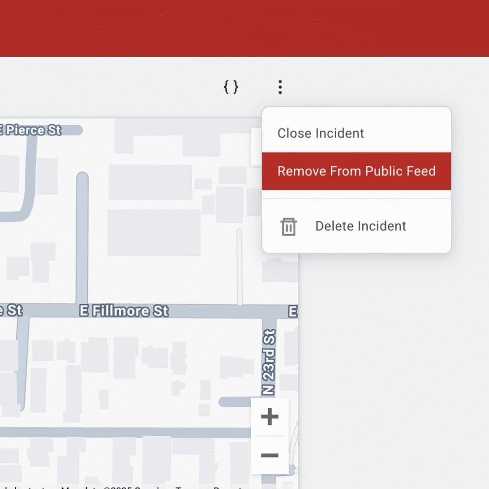 Incident Admin Incident Visibility Menu