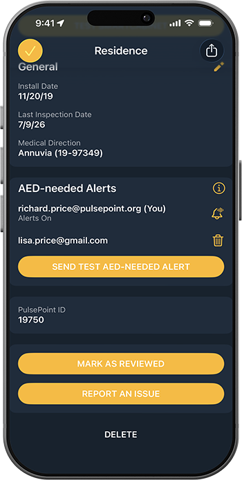 NEAR Registry AED Needed Alert Send Test
