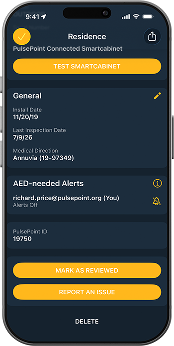 NEAR Registry AED Needed Alerts Off