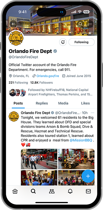 Orlando FD X Account Homepage