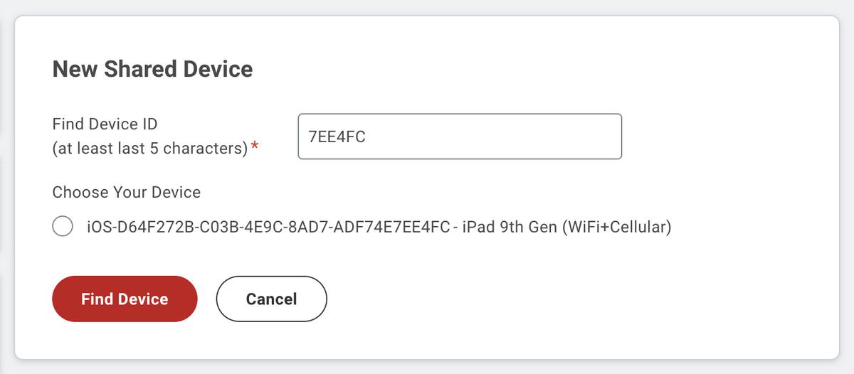 New Shared Device Lookup