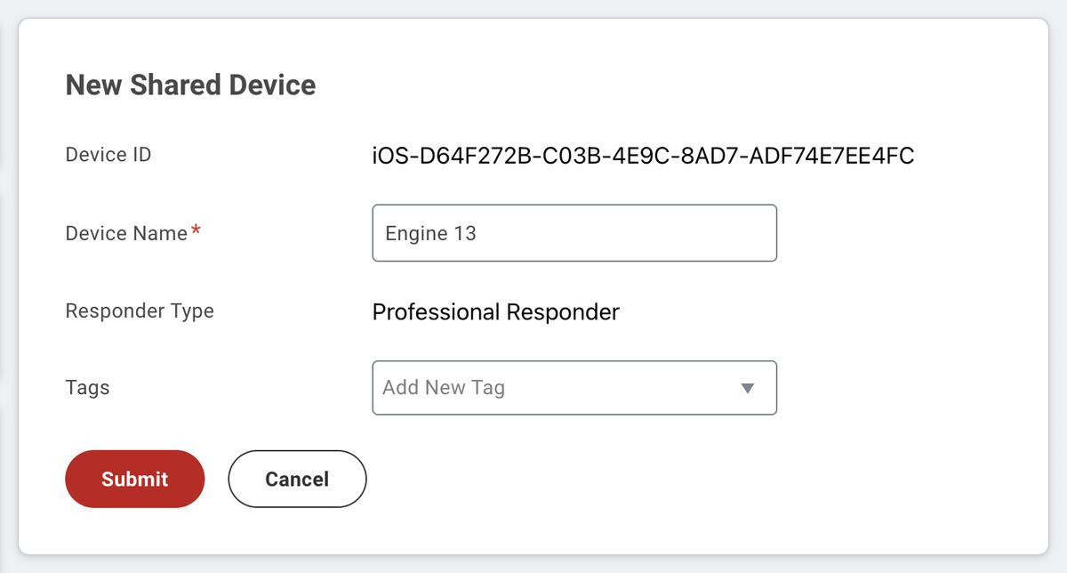 New Shared Device Edit