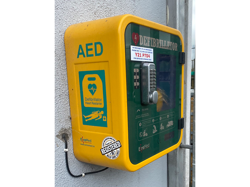 PulsePoint AED Registered Sticker on cabinet