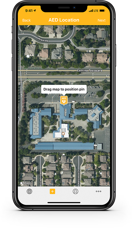 Accurately specifying an AED location for use in the PulsePoint Registry.
