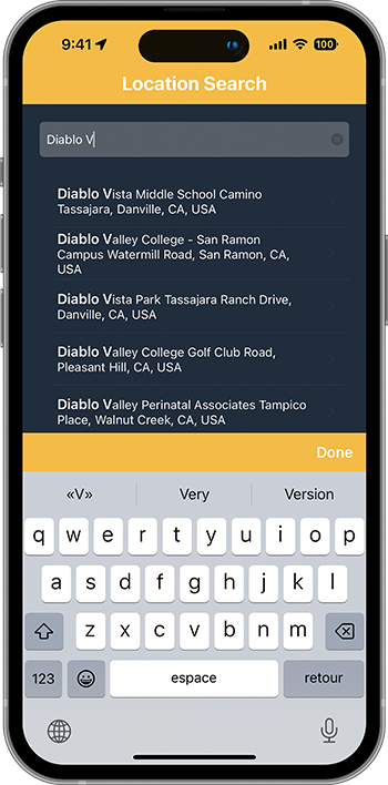 PulsePoint AED predictive text screen