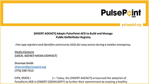 AED Registry Press Release Template