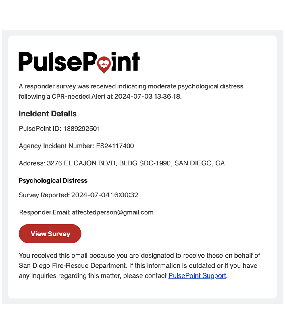 PulsePoint Mental Health Contact Email Example