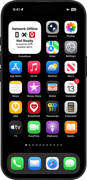PulsePoint Respond CPR-Needed Alert Readiness Widget Network Offline