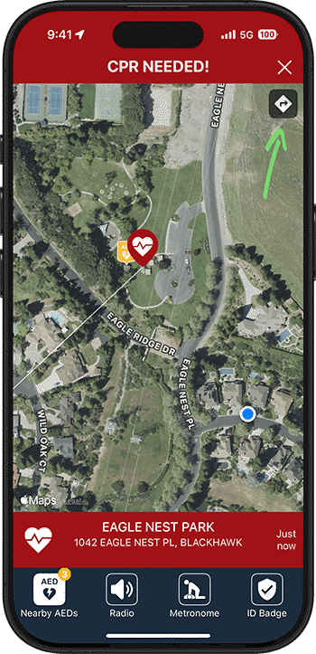 PulsePoint Respond CPR Needed Alert at Eagle Nest Park