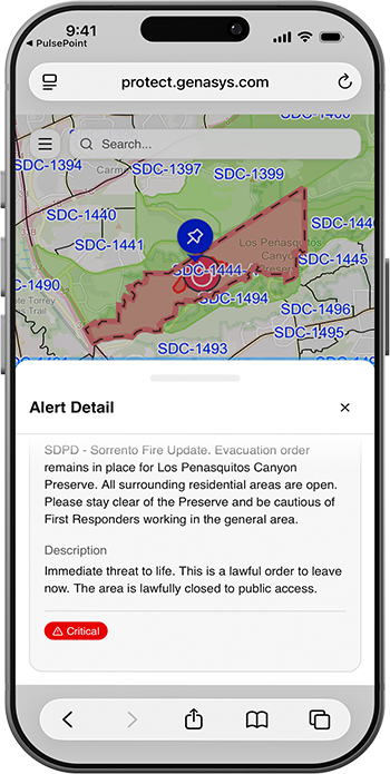 PulsePoint Respond Community Alert Genasys Protect Map