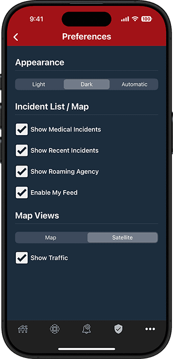 PulsePoint Respond Dark Appearance Control