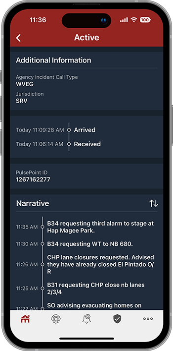 PulsePoint Respond Incident Detail with Narrative