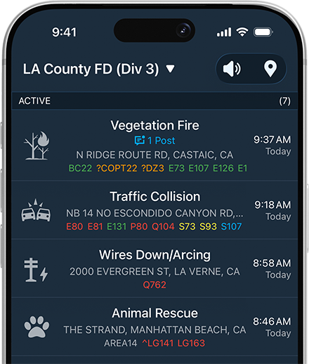 PulsePoint Respond Incident List Screenshot
