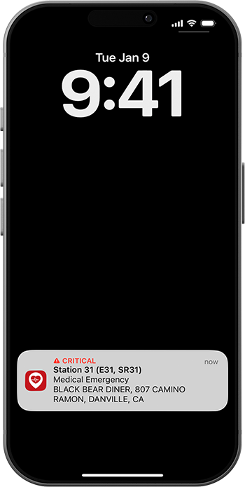 PulsePoint Respond Lockscreen Unit/Group Notification