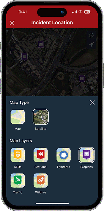 PulsePoint Respond Preplan Map Layer Selector