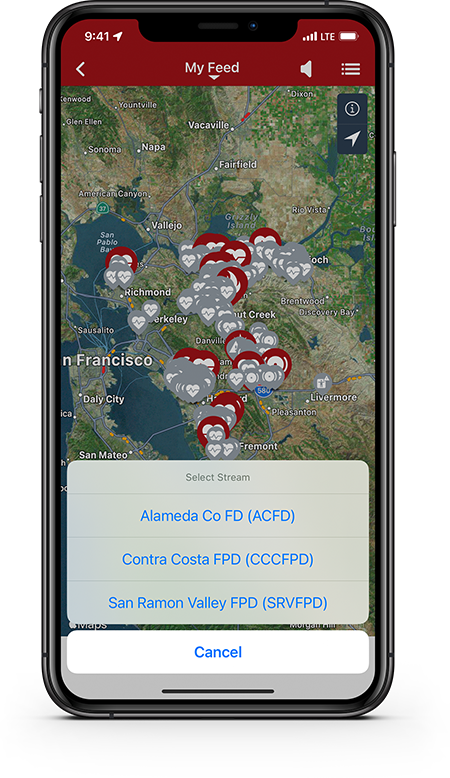 PulsePoint Respond My Feed Incident Map with Radio Channels