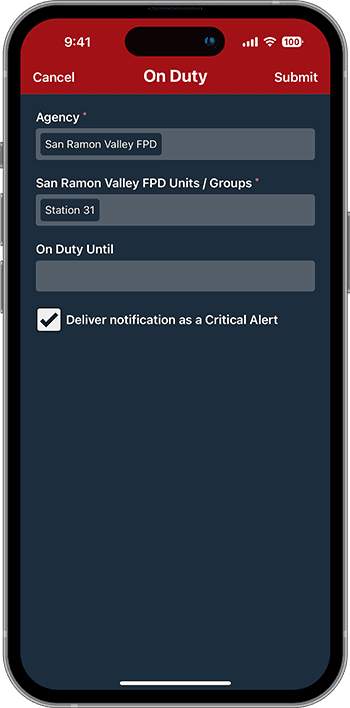 PulsePoint Respond Unit/Group Critical Alert