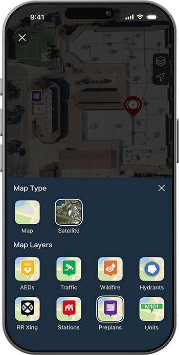 PulsePoint Respond Preplan Map Layer Selector