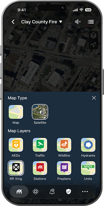 PulsePoint Respond Railroad Crossing Map Layer Selector