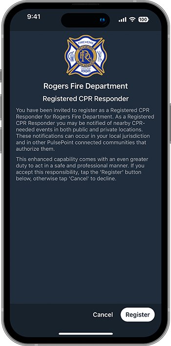 PulsePoint Respond Registered CPR Responder Invitation