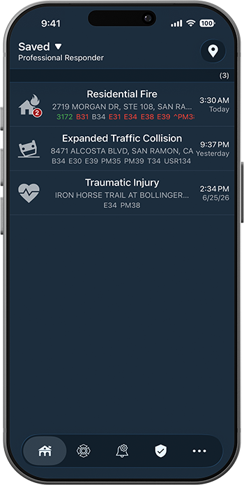 PulsePoint Respond Saved Incident List