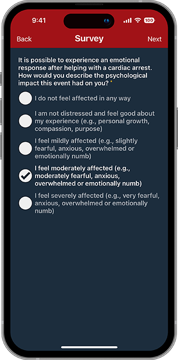 PulsePoint Respond Survey Emotional Response Moderate