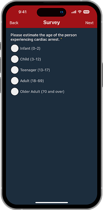 PulsePoint Respond Survey Mental Health Age of Victim Question