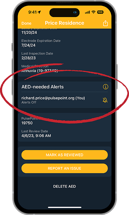PulsePoint AED Alerts Section (RP)