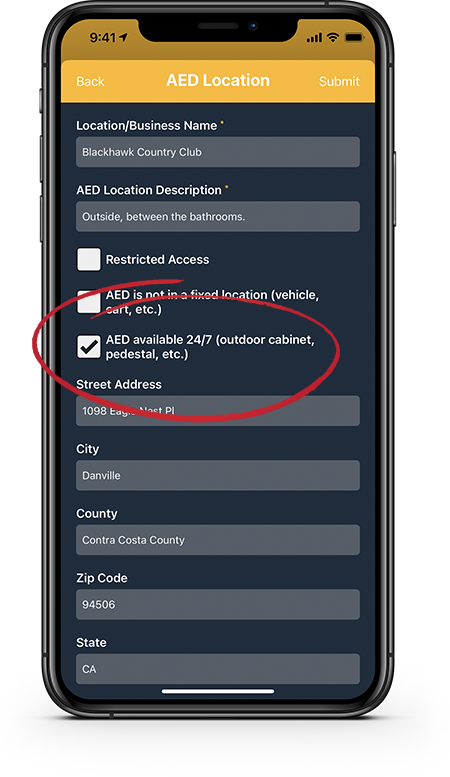 PulsePoint AED Always Available Checkbox