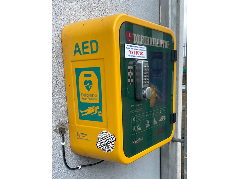 PulsePoint AED Registered Sticker on cabinet