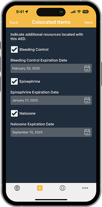 PulsePoint AED colocated resources screen