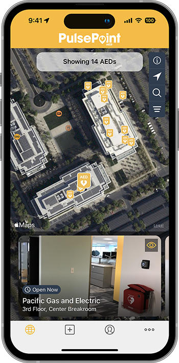 PulsePoint AED Map Screen