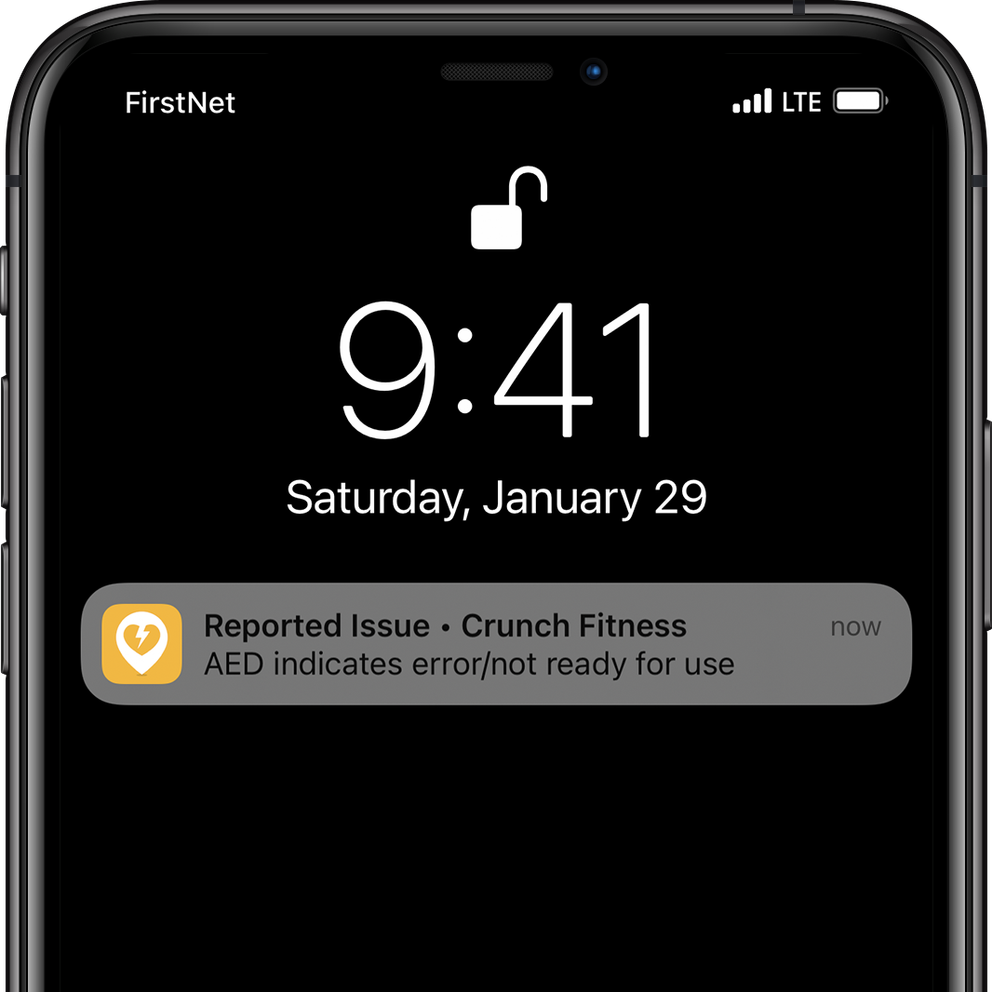 PulsePoint AED Notification for Reported Issue (Lockscreen)