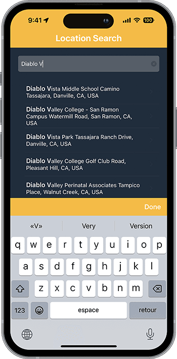 PulsePoint AED predictive text screen
