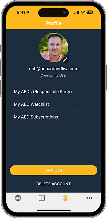 PulsePoint AED Profile Screen