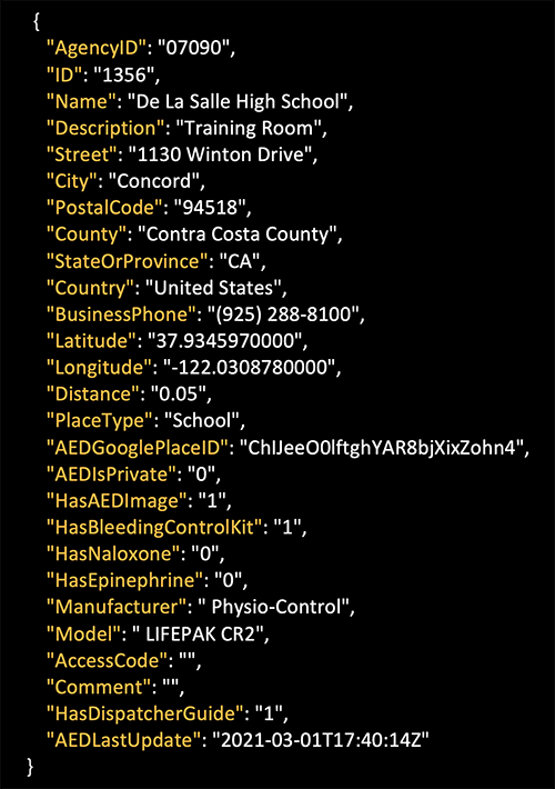 PulsePoint AED Registry API
