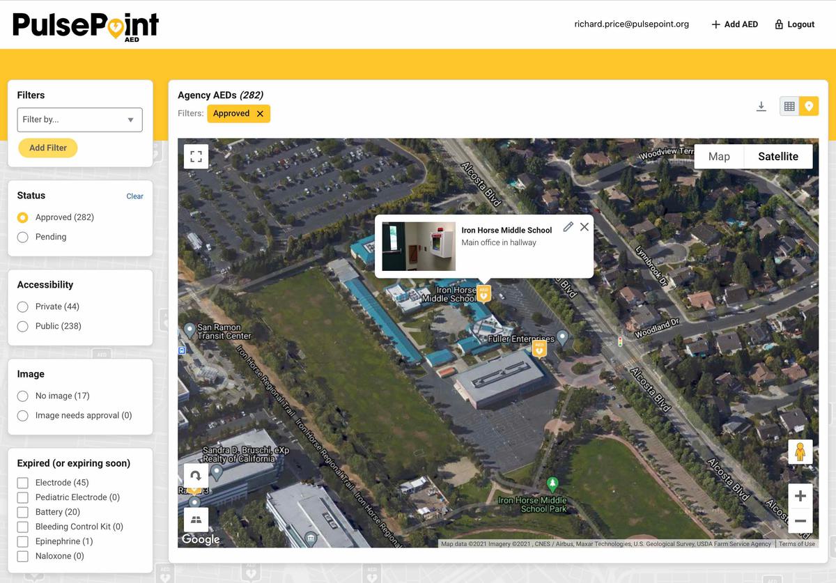 PulsePoint AED Registry Map View