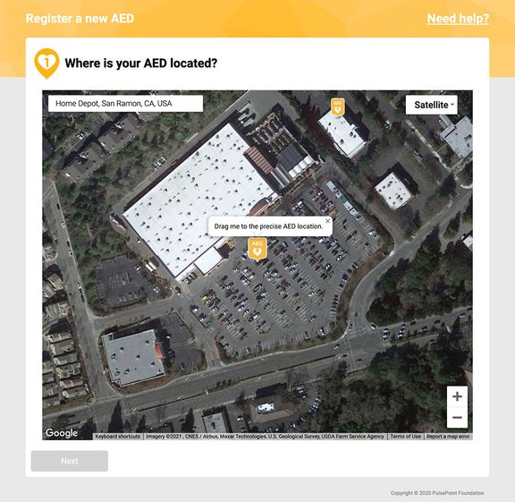 PulsePoint AED Registry Website Entry Form