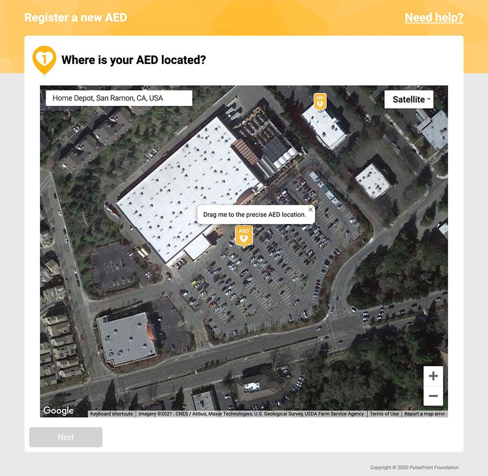 PulsePoint AED Registry Website Entry Form