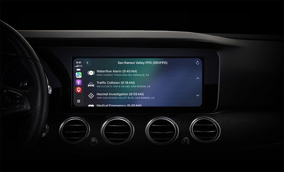 PulsePoint Car Play Dashboard Incident List