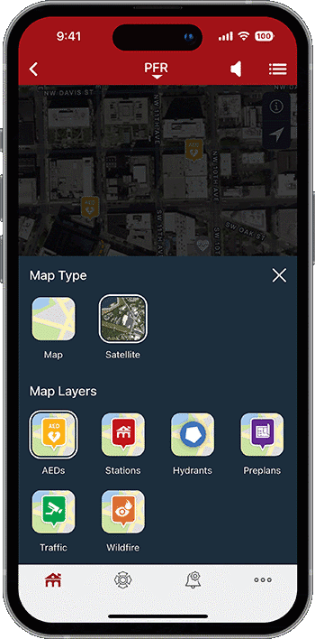 PulsePoint Respond AED Map Layer Selector