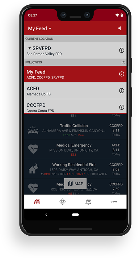 PulsePoint Respond Merged Feed Dropdown