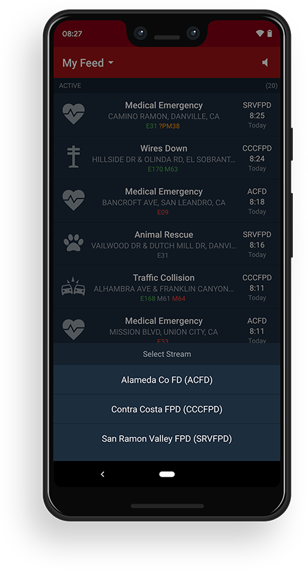 PulsePoint Respond Merged Feed Radio Selector